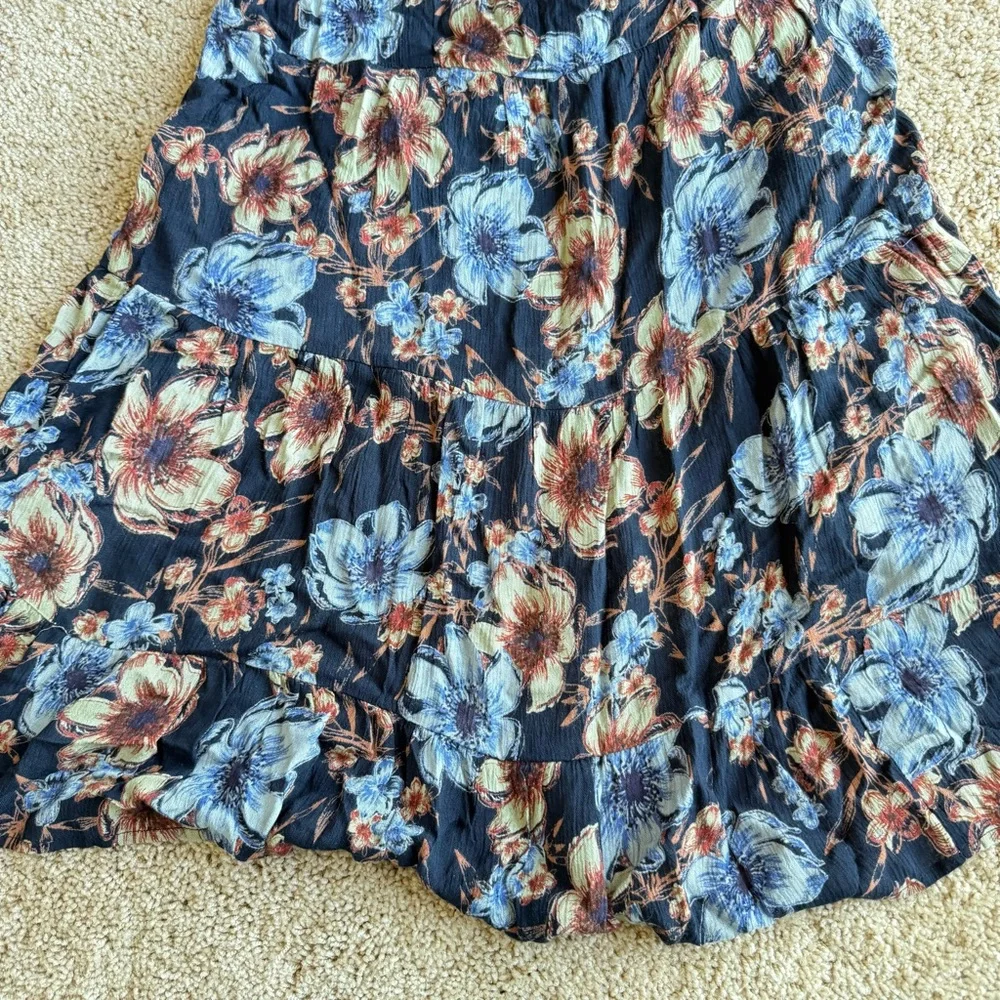 En Crème Women’s Floral Size M Babydoll Flare Dress Summer Casual Blue